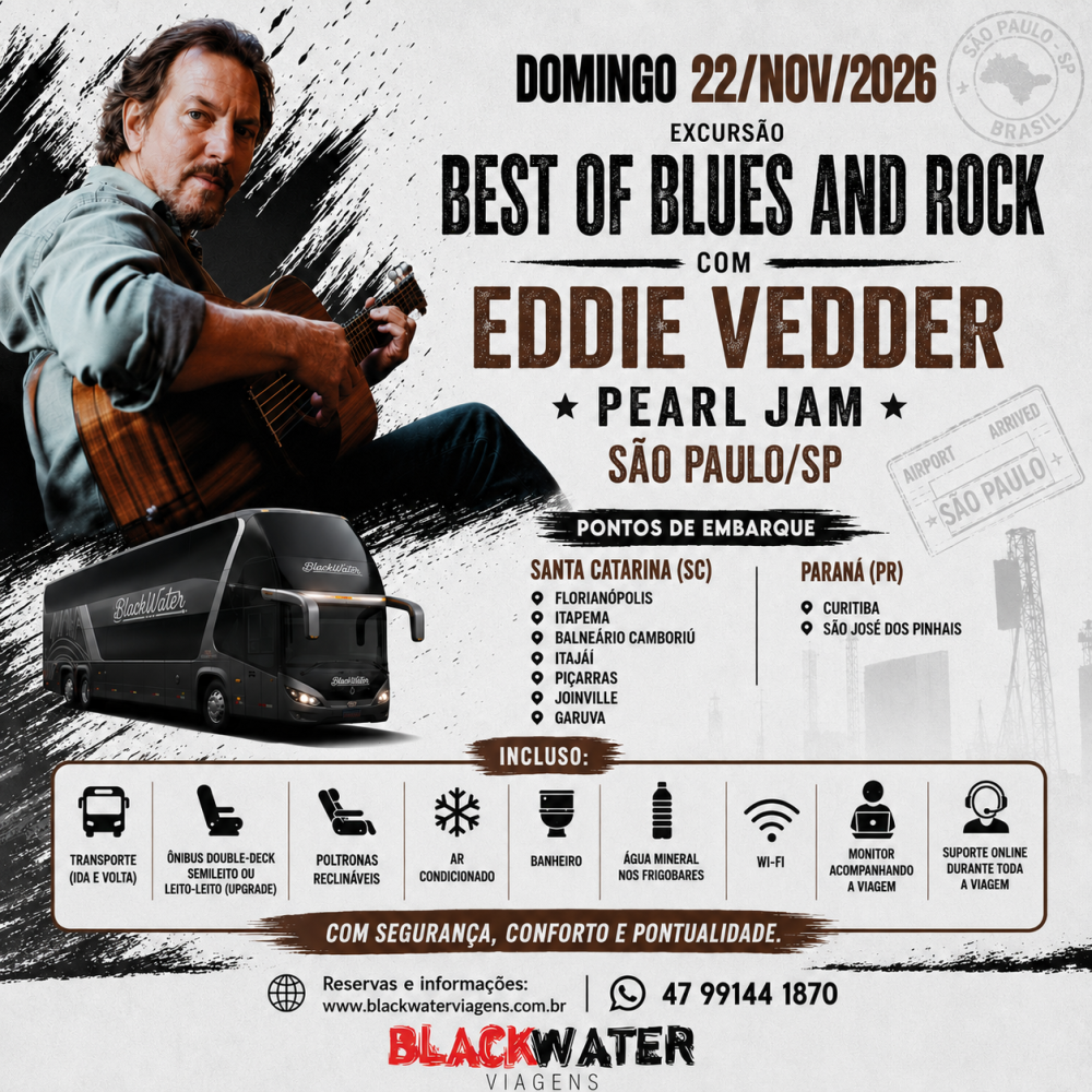 Excursão Best Of Blues And Rock - Eddie Vedder - 22/11/2026