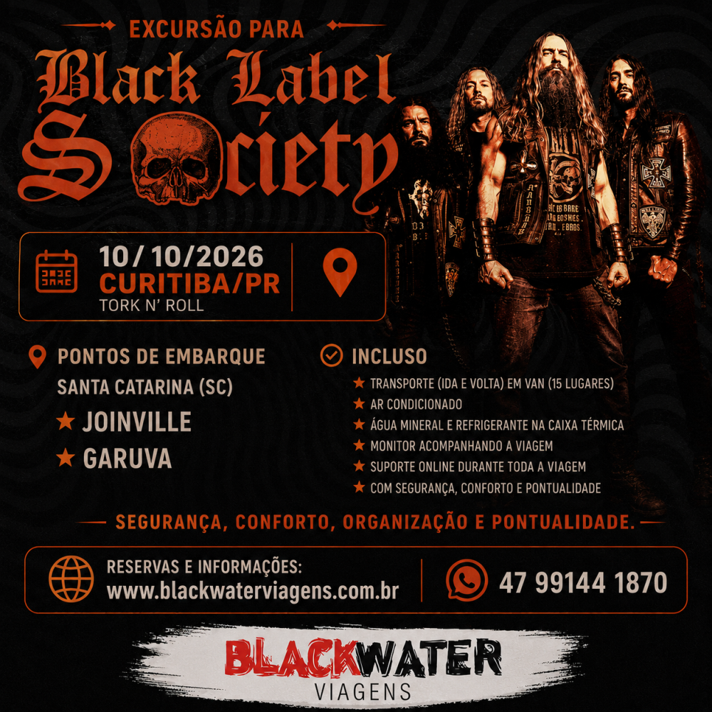Excursão Black Label Society & Dark Chapel - 10/10/2026