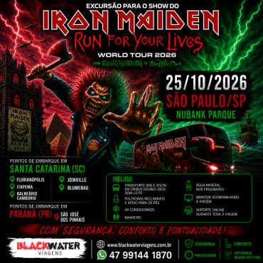 EXCURSÃO IRON MAIDEN - 25/10/2026