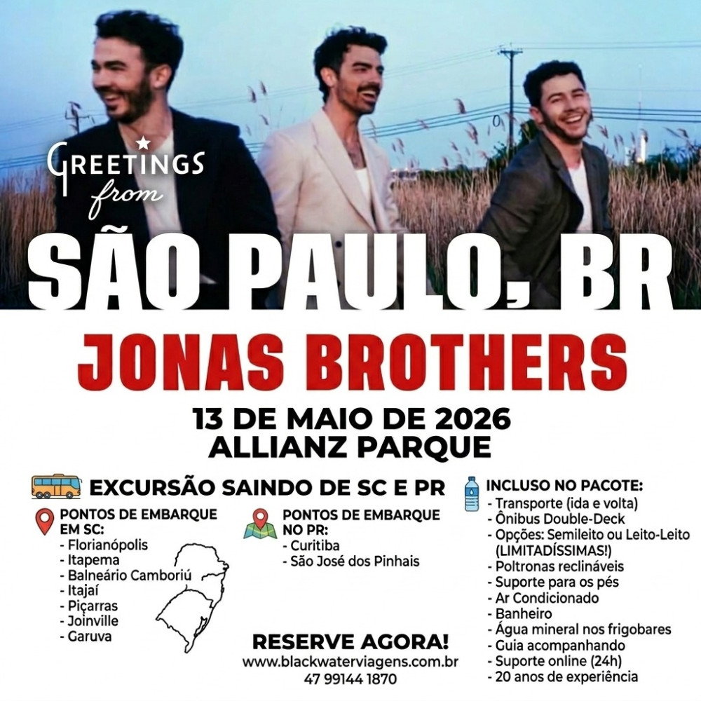 Excursão Jonas Brothers - 13/05/2026