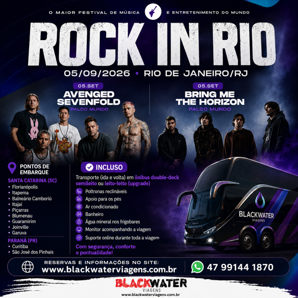Excursão Rock In Rio - Avenged Sevengold E Bmth - 05/09/2026