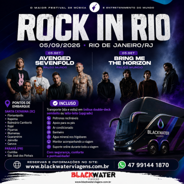 EXCURSÃO ROCK IN RIO - AVENGED SEVENGOLD E BMTH - 05/09/2026