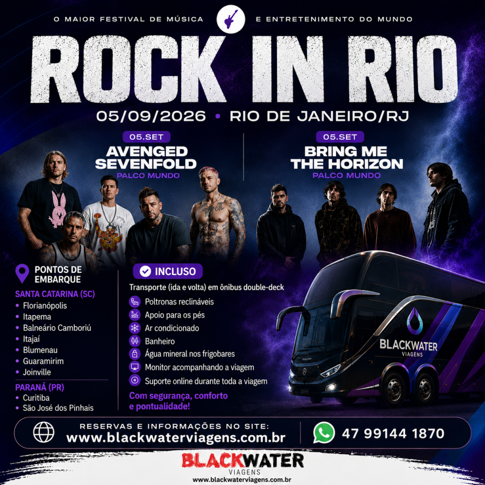 Excursão Rock In Rio - Avenged Sevengold E Bmth - 05/09/2026