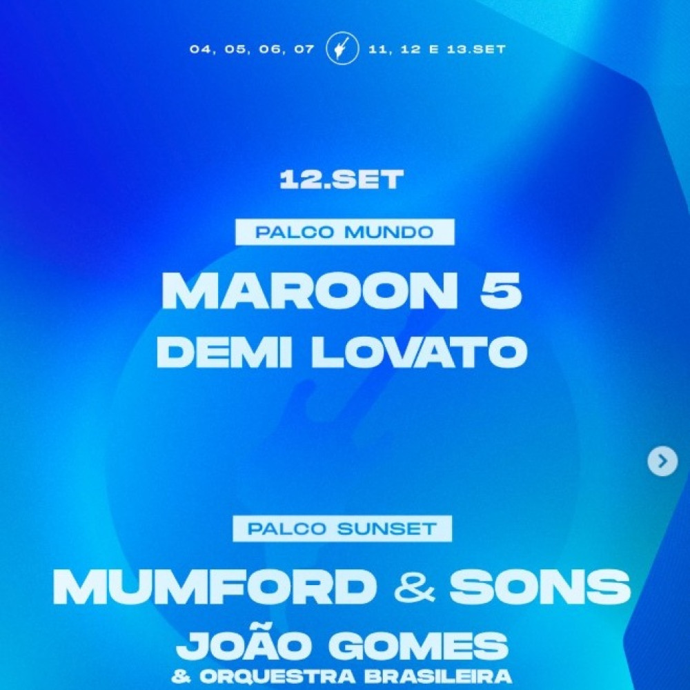 Excursão Rock In Rio - Maroon 5 E Demi Lovato - 12/09/2026