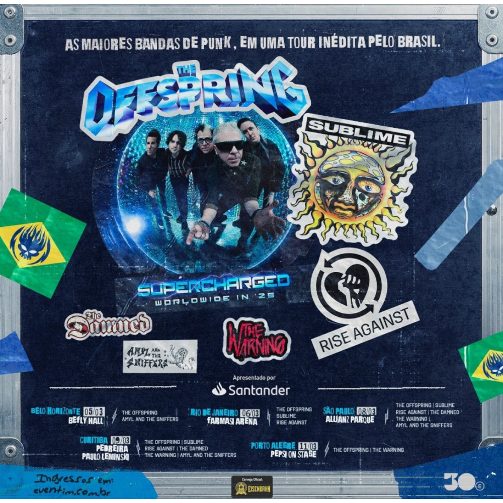 Excursão The Offspring, Sublime With Rome, Rise Against - 09/03/2025